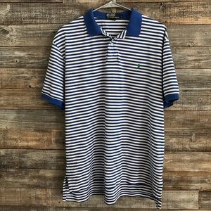 Polo Ralph Lauren blue white striped collared sz L